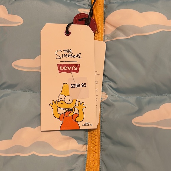 Levi's x Simpsons Reversible Puffer Duckdown Vest Size M - Picture 4 of 6